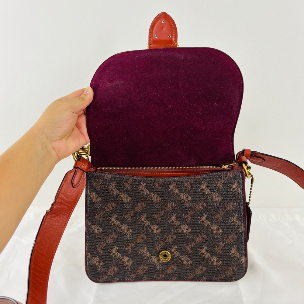 Coach Beat Shoulder Bag Signature Canvas Horse and Carriage Print Brown Ginger - Picture 6 of 14
